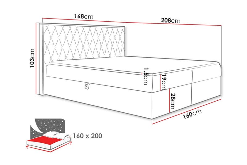 Sengestamme Oberting 160x200 cm - svart/tre - Sengeramme & sengestamme