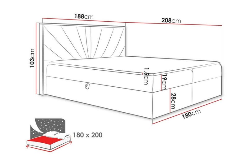 Sengestamme Oberting 180x200 cm - Beige/Tre - Sengeramme & sengestamme