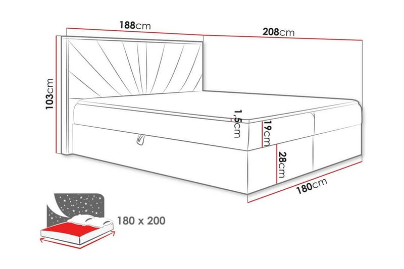 Sengestamme Oberting 180x200 cm - Rosa/Brun - Sengeramme & sengestamme