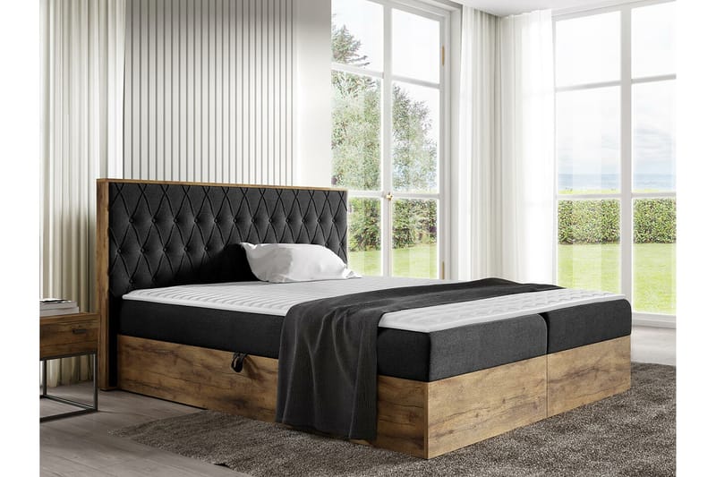 Sengestamme Oberting 180x200 cm - svart/tre - Møbler - Senger - Sengeramme & sengestamme