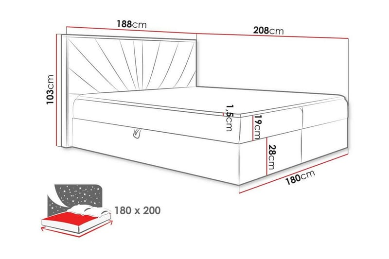 Sengestamme Oberting 180x200 cm - Møbler - Senger - Sengeramme & sengestamme