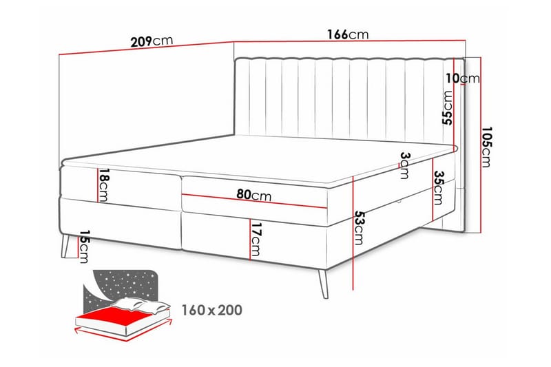 Sengestamme Rathkeale 160x200 cm - Beige - Sengeramme & sengestamme