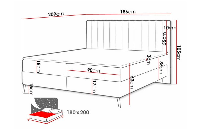 Sengestamme Rathkeale 180x200 cm - Beige - Sengeramme & sengestamme