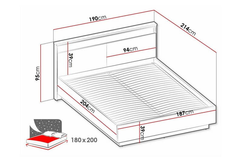 Sengestamme Rathmore 180x200 cm - Svart - Møbler - Senger - Sengeramme & sengestamme