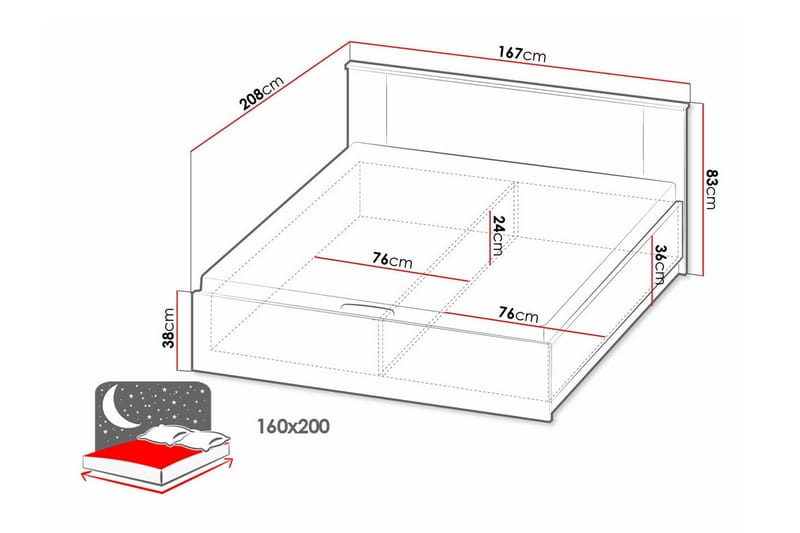 Sengestamme Strathy 160x200 cm - Svart - Sengeramme & sengestamme