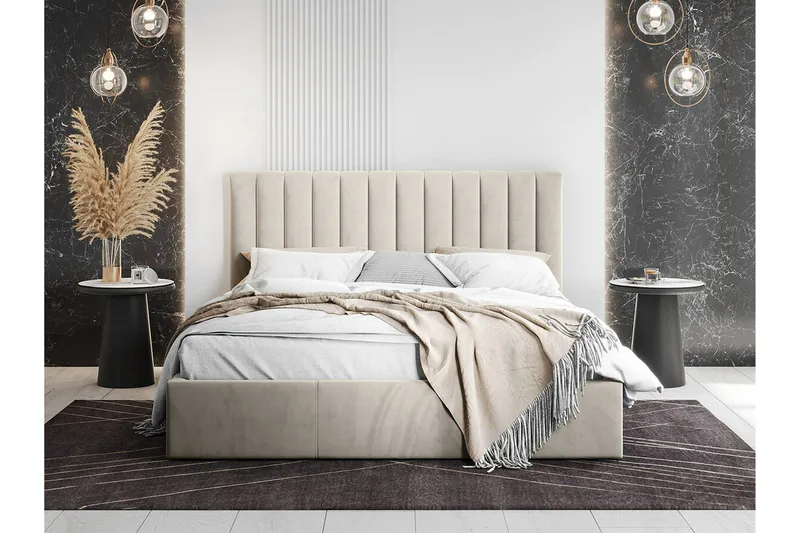 Sengramme Derry med opbevaring 180x200 cm - Beige / Lys - Møbler - Senger - Sengeramme & sengestamme