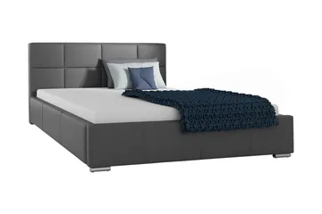 Sirdal Sengepakke 180x200 cm i Kunstlær med Oppbevaring og Sengegavl + Overmadrass - Grå - Møbler - Senger - Sengeramme & sengestamme