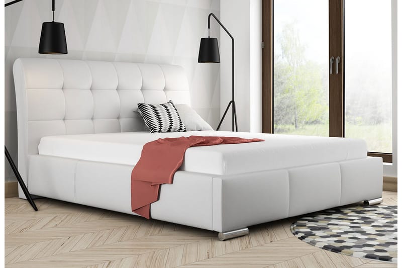 Stavanger Seng med Oppbevaring 180x200 - Hvit - Møbler - Senger - Sengeramme & sengestamme