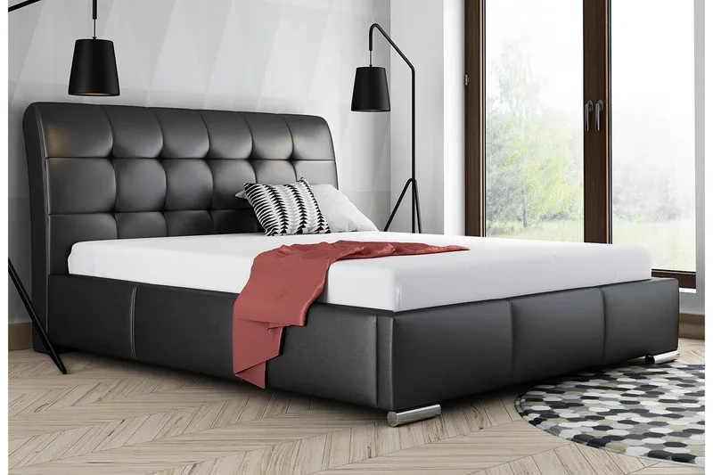 Stavanger Seng med Oppbevaring 180x200 - Svart - Møbler - Senger - Sengeramme & sengestamme