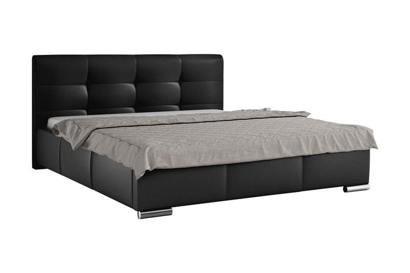 Strandrud Sengeramme med Oppbevaring 180x200 cm i Kunstlær med Sengegavl, Svart