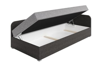 Unona Sengeramme 90x200 cm i Stoff med Oppbevaring + Madrass - Mellomgrå - Møbler - Senger - Sengeramme & sengestamme