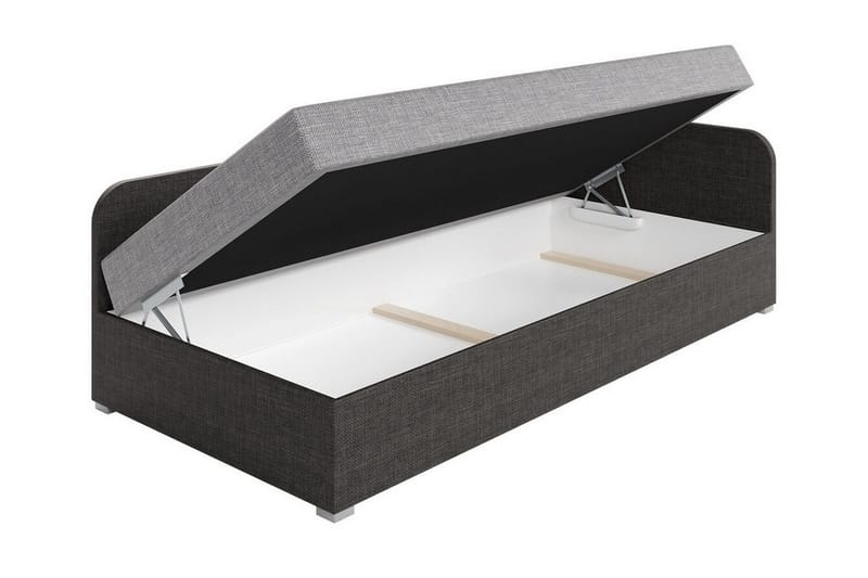 Unona Sengeramme 90x200 cm i Stoff med Oppbevaring + Sengegavl + Madrass - Grønn - Møbler - Senger - Sengeramme & sengestamme