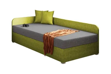 Unona Sengeramme 90x200 cm i Stoff med Oppbevaring + Sengegavl + Madrass - Grønn - Møbler - Senger - Sengeramme & sengestamme