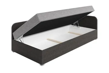 Unona Sengeramme 90x200 cm i Stoff med Oppbevaring + Sengegavl + Madrass - Svart - Møbler - Senger - Sengeramme & sengestamme