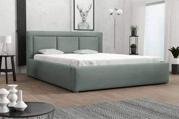 Valasco Sengeramme 120x200 cm i Stoff med Sengegavl - Salviegrøn - Møbler - Senger - Sengeramme & sengestamme