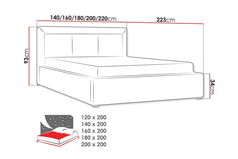 Valasco Sengeramme 120x200 cm i Stoff med Sengegavl - Salviegrøn - Møbler - Senger - Sengeramme & sengestamme