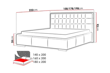 Vento Sengeramme med Oppbevaring 140x200 - Grå - Møbler - Senger - Sengeramme & sengestamme
