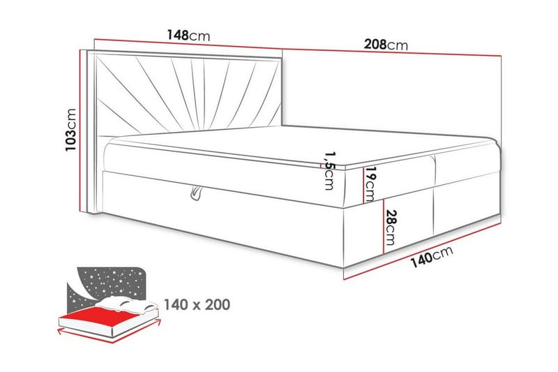 Sengestamme Oberting 140x200 cm - svart/tre - Sengeramme & sengestamme