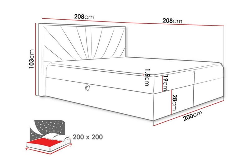 Sengestamme Oberting 200x200 cm - Beige/Tre - Sengeramme & sengestamme