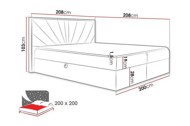 Sengestamme Oberting 200x200 cm - Rosa/Brun - Sengeramme & sengestamme