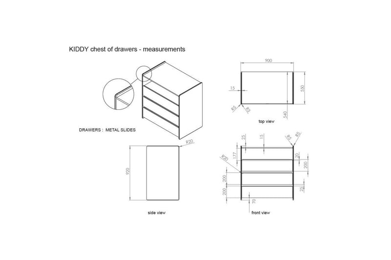 Baby Bed med kommode, stellebord, garderobe, bokhylle Kiddy 3 dører - 3 dører - Møbler - Senger - Sengetilbehør - Oppbevaring til senger