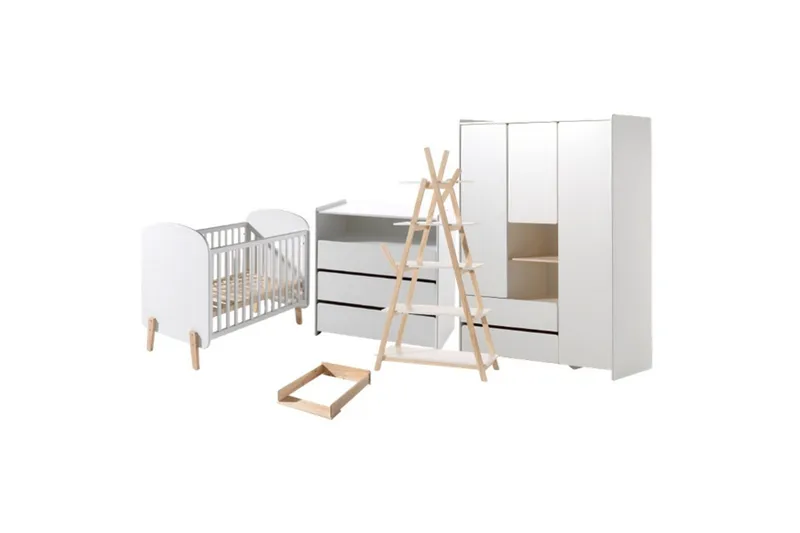 Baby Bed med kommode, stellebord, garderobe, bokhylle Kiddy 3 dører, 3 dører
