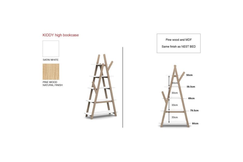 Baby Bed med kommode, stellebord, garderobe, bokhylle Kiddy 3 dører - 3 dører - Møbler - Senger - Sengetilbehør - Oppbevaring til senger