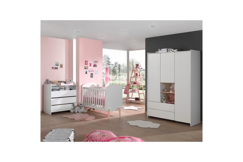 Baby Bed med kommode, stellebord, garderobe, bokhylle Kiddy 3 dører - 3 dører - Møbler - Senger - Sengetilbehør - Oppbevaring til senger