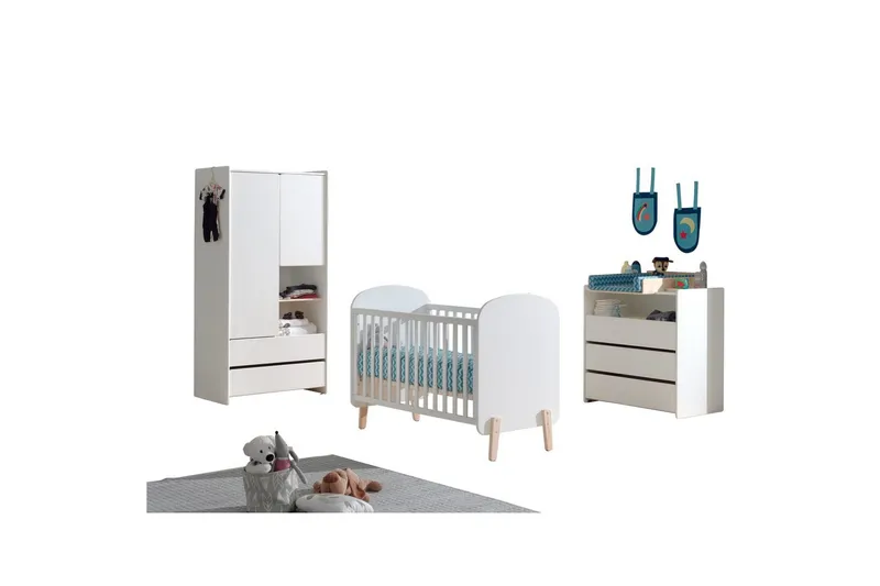 Baby Bed med kommode og garderobe topp Kiddy 2-dører, 2-dører