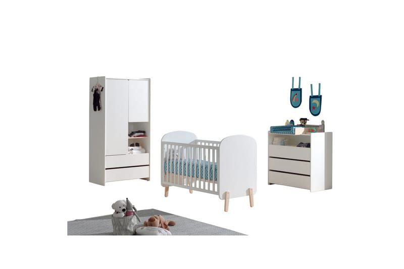 Baby Bed med kommode og garderobe topp Kiddy 2-dører - 2-dører - Møbler - Senger - Sengetilbehør - Oppbevaring til senger