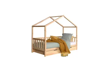 Husseng med skuff Dallas 90x200 cm Naturlig, Med gjerde - Naturlig, Med gjerde - Møbler - Senger - Sengetilbehør - Oppbevaring til senger