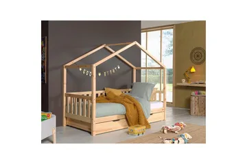 Husseng med skuff Dallas 90x200 cm Naturlig, Med gjerde - Naturlig, Med gjerde - Møbler - Senger - Sengetilbehør - Oppbevaring til senger