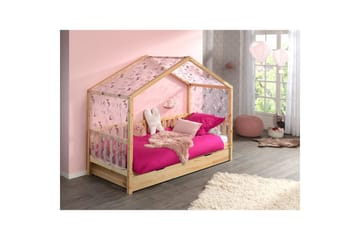 Husseng med tekstilsett Dallas 90x200 cm Naturlig, Uten gjerde, Med skuff - Naturlig, Uten gjerde, Med skuff - Møbler - Senger - Sengetilbehør - Oppbevaring til senger