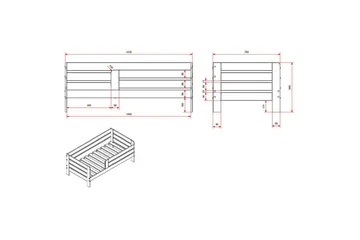 Juniorseng med rekkverk og skuff Småbarnsseng Grå - Grå - Møbler - Senger - Sengetilbehør - Oppbevaring til senger