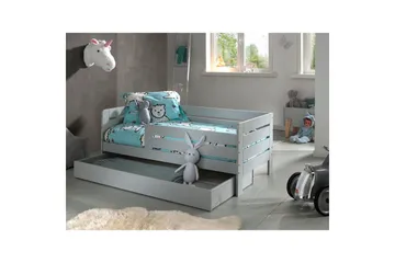 Juniorseng med rekkverk og skuff Småbarnsseng Grå - Grå - Møbler - Senger - Sengetilbehør - Oppbevaring til senger