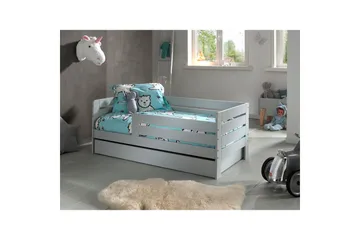 Juniorseng med rekkverk og skuff Småbarnsseng Grå - Grå - Møbler - Senger - Sengetilbehør - Oppbevaring til senger