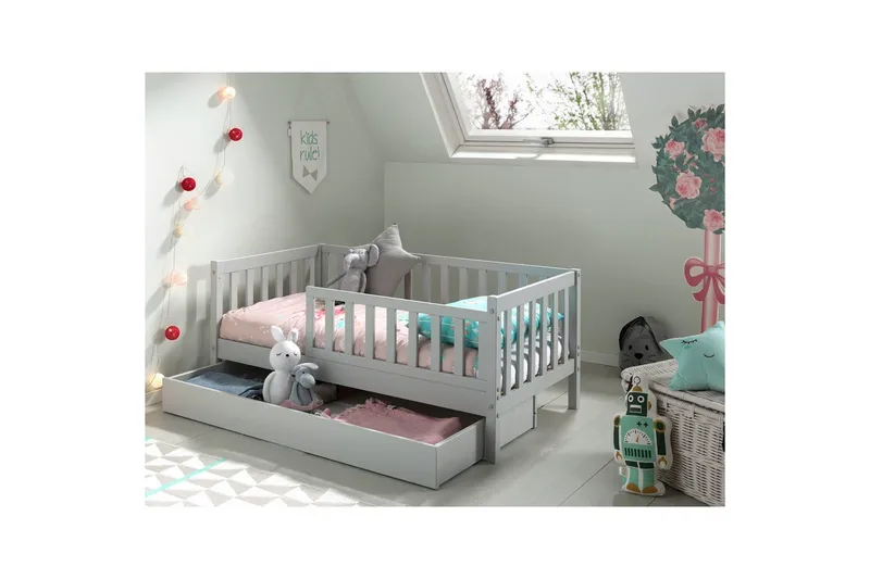 Juniorseng med skuff Småbarnsseng Grå - Grå - Møbler - Senger - Sengetilbehør - Oppbevaring til senger
