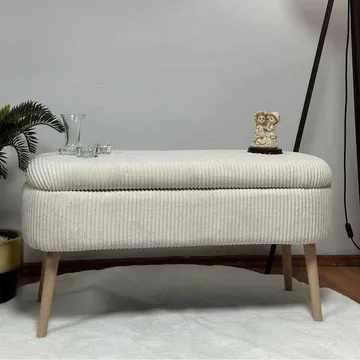 Pouffe with Storage Atelier Del Sofa Cream - Møbler - Senger - Sengetilbehør - Oppbevaring til senger