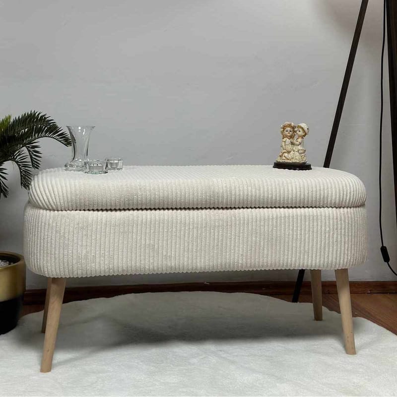 Pouffe with Storage Atelier Del Sofa Cream - Møbler - Senger - Sengetilbehør - Oppbevaring til senger