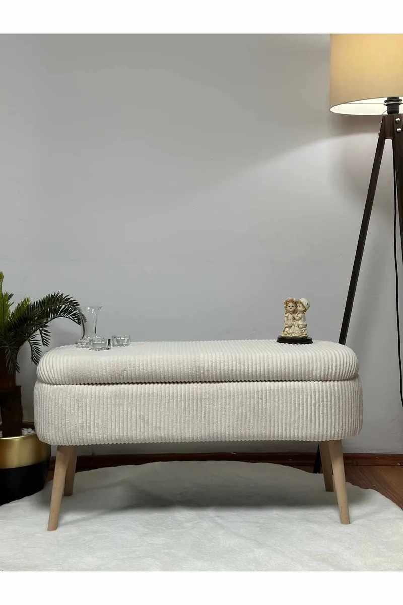 Pouffe with Storage Atelier Del Sofa Cream - Møbler - Senger - Sengetilbehør - Oppbevaring til senger