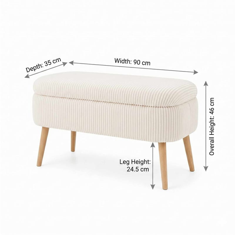 Pouffe with Storage Atelier Del Sofa Cream - Møbler - Senger - Sengetilbehør - Oppbevaring til senger
