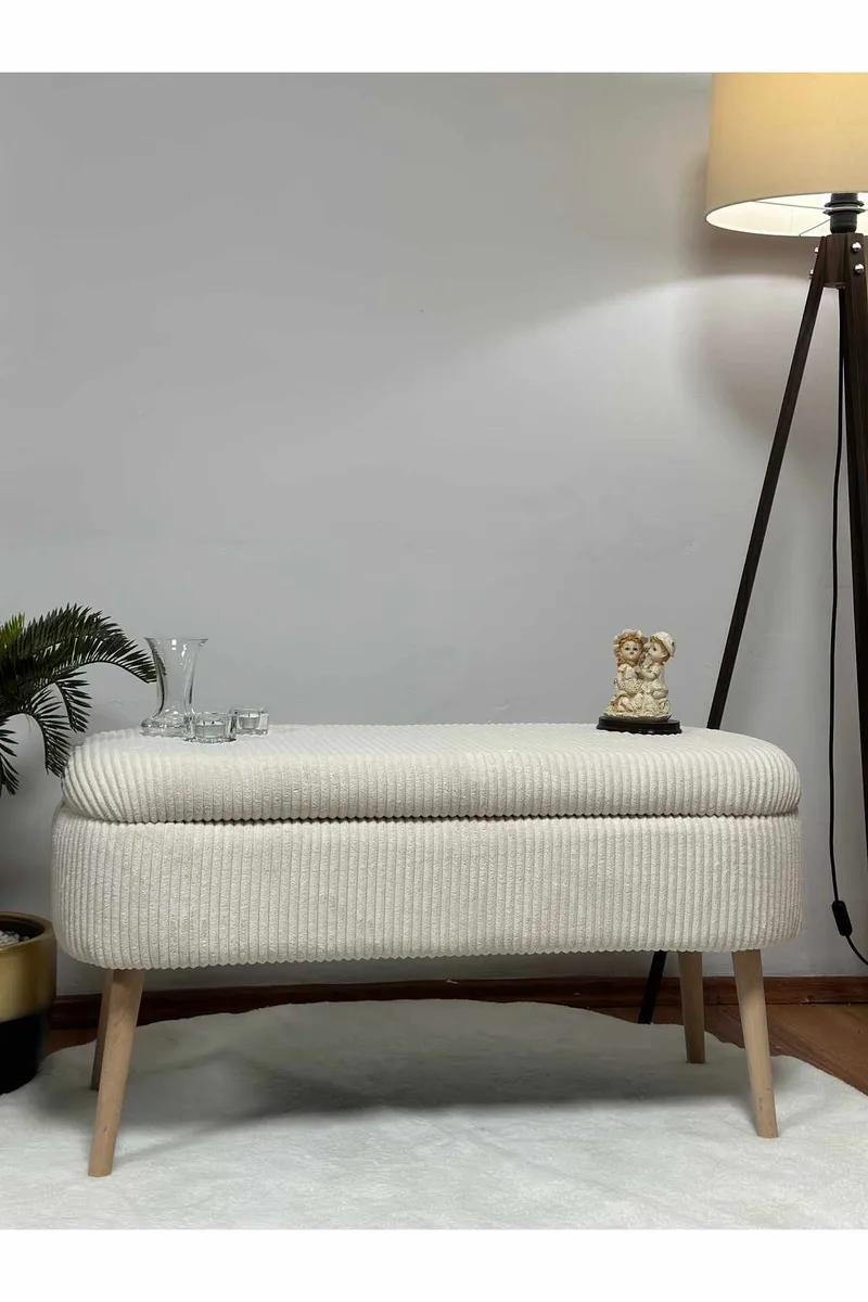 Pouffe with Storage Atelier Del Sofa Cream - Møbler - Senger - Sengetilbehør - Oppbevaring til senger