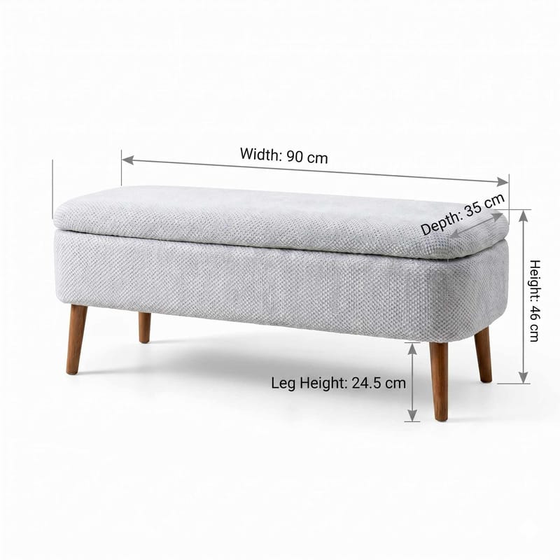 Pouffe with Storage Atelier Del Sofa Lys grå - Møbler - Senger - Sengetilbehør - Oppbevaring til senger