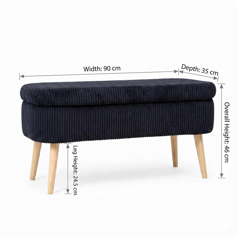 Pouffe with Storage Atelier Del Sofa Svart - Møbler - Senger - Sengetilbehør - Oppbevaring til senger