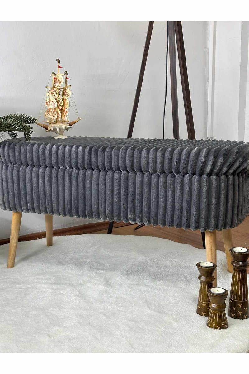 Pouffe with Storage Atelier Del Sofa Toscano Anthracite - Møbler - Senger - Sengetilbehør - Oppbevaring til senger