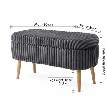 Pouffe with Storage Atelier Del Sofa Toscano Anthracite - Møbler - Senger - Sengetilbehør - Oppbevaring til senger