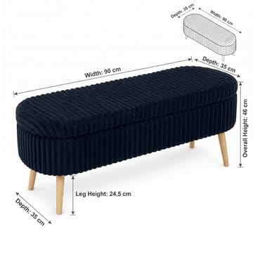 Pouffe with Storage Atelier Del Sofa Toscano Black - Møbler - Senger - Sengetilbehør - Oppbevaring til senger
