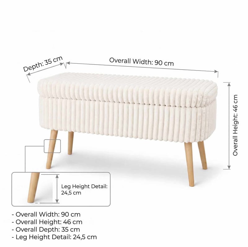 Pouffe with Storage Atelier Del Sofa Toscano Cream - Møbler - Senger - Sengetilbehør - Oppbevaring til senger