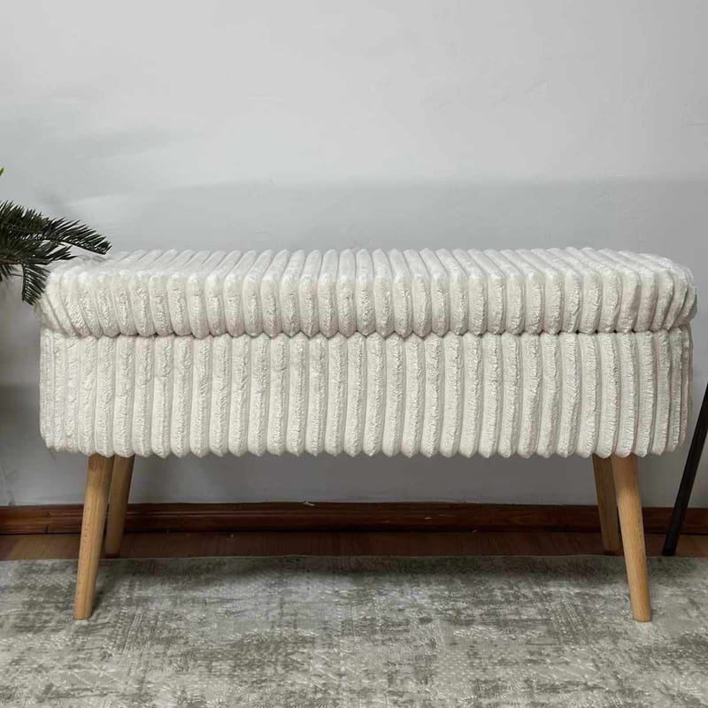 Pouffe with Storage Atelier Del Sofa Toscano Cream - Møbler - Senger - Sengetilbehør - Oppbevaring til senger