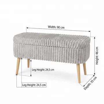 Pouffe with Storage Atelier Del Sofa Toscano Grey - Møbler - Senger - Sengetilbehør - Oppbevaring til senger